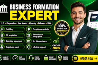 register, incorporate your llc corp in nm, wy, de  ein fast
