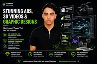 create stunning ads, 3d visuals, animations and graphic designs