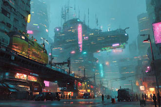 create stunning futuristic sci fi city concept art and environments