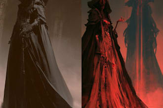 horror vampire lord queen character desing