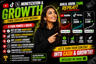 help you monetize youtube, tiktok and x accounts