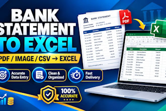 do bank statement to excel conversion and financial data entry