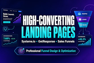 create high converting systeme io or getresponse landing pages and sales funnel