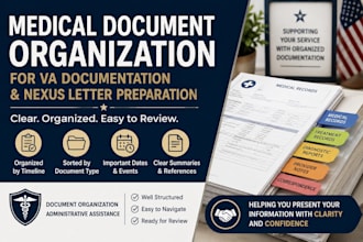 review, organize medical records for VA documentation