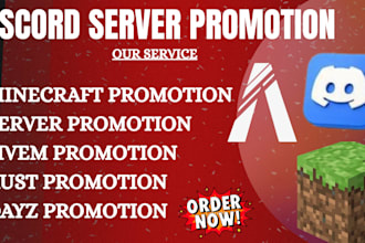 promote discord promoion, minecraft server, fivem game, rust, dayz server