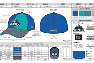 design fashion cap tech pack truckers vintage bucket hat tech pack headwear