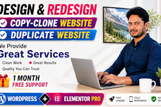copy, clone, redesign, or duplicate any website using elementor pro