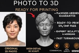 sculpt  realistic 3d head bust from photo for stl 3d printing in zbrush