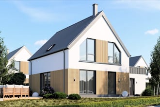 remodel single family house facade,uk brick home external cgi,curb appeal render