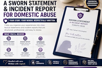 draft a sworn statement and incident report for domestic abuse