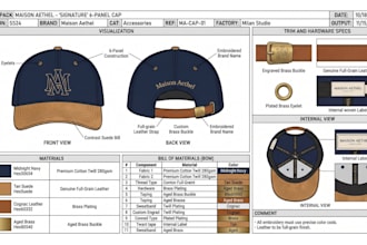 fashion design hat cap tech pack bucket hat trucker dad cap flat sketch design