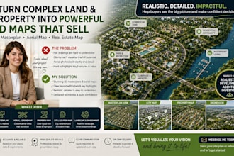 create 3d masterplan custom real estate drone or ariel map, city or property map