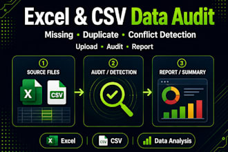 audit excel and CSV data for missing duplicates and conflicts