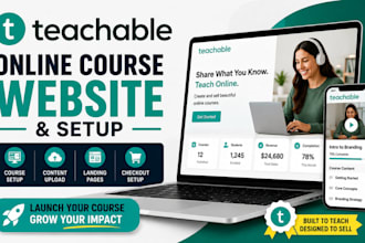 build teachable online course website and setup