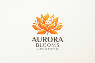 design a vibrant orange flower logo for your brand