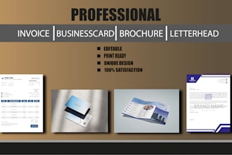 design professional business card letterhead and invoice