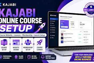setup kajabi online course website design course upload and membership setup