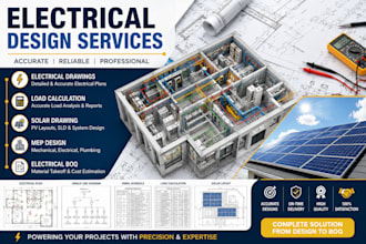 provide electrical drawings, load calculation, solar drawing, mep and boq
