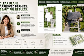 make 2d site plan or 3d landscape design, property  or plot plan for city permit