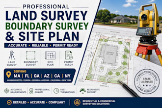 ma fl ga az ca ny land survey boundary site plan surveyor stamp