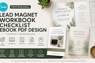 create canva lead magnet workbook, checklist, ebook PDF design, therapy workbook