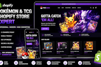 build a pokémon trading card shopify store, tcg website or game card store