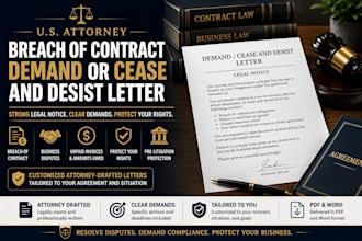 draft breach of contract demand letter or cease and desist letter
