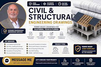 create civil and structural engineering for california texas and florida permit
