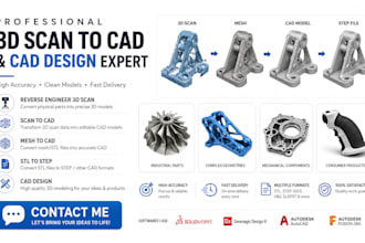 reverse engineer 3d scan, scan to cad, mesh to cad, stl to step, cad design
