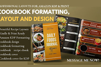 write, edit, design cookbook recipe book, cookbook formatting, food menu, recipe