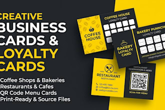 design business card, restaurant loyalty card or qr code menu card