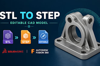convert stl to step and create an editable solidworks or fusion 360 cad model