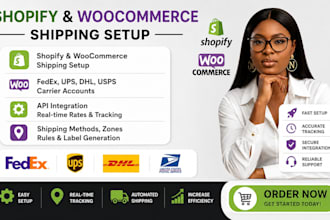 shopify and woocommerce shipping, fedex, ups, dhl, usps carrier accounts API