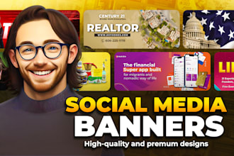 design facebook banner, cover banner, linkedin and youtube banner