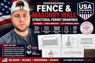 create fence and masonry wall drawings with detailed construction plans