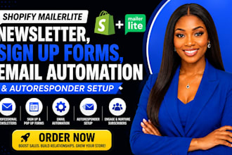setup shopify mailerlite campaign, newsletter, signup forms, email automation