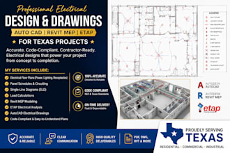 do electrical design, autocad drawings, revit mep, sld, and etap for texas