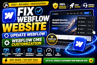 fix webflow website, update webflow, cms customization pro