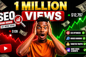 promote USA UK youtube video SEO to gain 1 million views organic million views