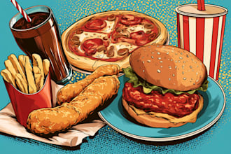 food pop art illustrations