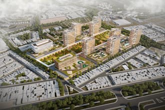 design residential township masterplan housing development 3d site plan render