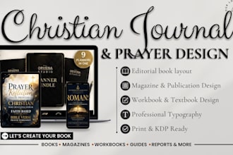 design editorial christian guided reflection journal, devotional prayer workbook