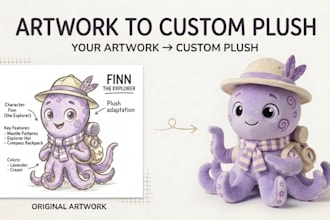 turn your artwork into a custom plush toy design