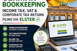 do german bookkeeping, income tax, vat, corperate tax return filing via elster