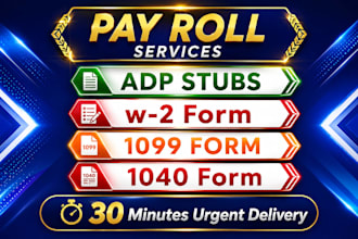 do adp stubs, w2, paychecks, 1040, 1020, 1099 or calculate payroll