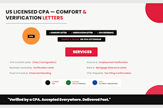get your US CPA letter CPA comfort letter, CPA verification letter