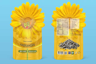 design a professional stand up pouch, doypack or food pouch