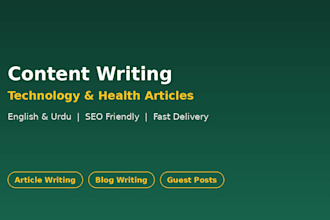 write SEO friendly tech and health articles in english or urdu