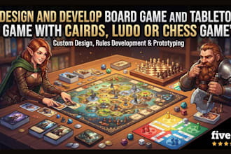 create and develop board game and tabletop game with cards, ludo or chess game