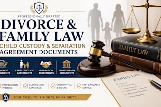 draft legal divorce family law child custody and separation agreement document